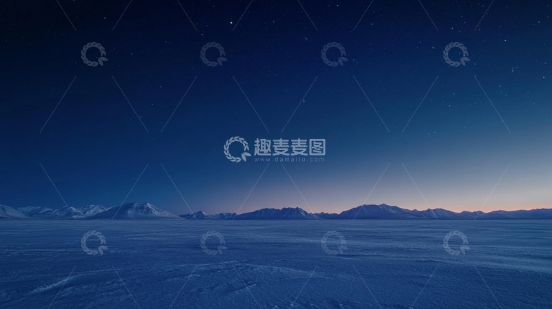 高清大图下载【趣麦麦图】极地夜景，雪山与星空