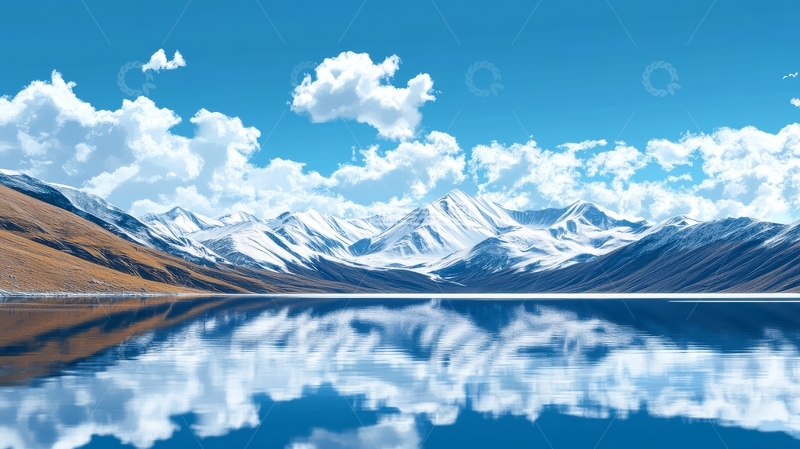 高清大图下载【趣麦麦图】雪山湖泊倒影美景