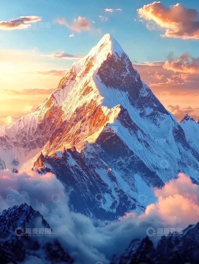 高清大图下载【趣麦麦图】雪山之巅，云海环绕