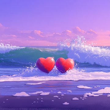 海边的两颗红心
