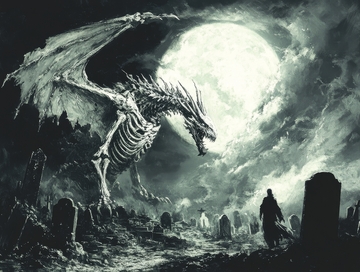 月夜墓地，骷髅巨龙