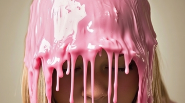 粉色液体覆盖头部的特写