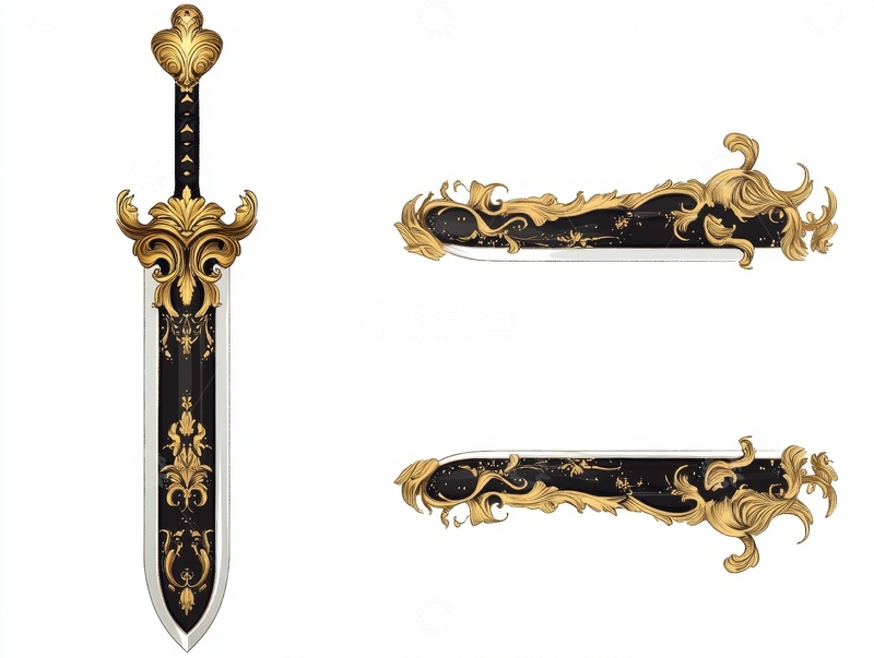 高清大图下载【趣麦麦图】华丽装饰剑与鞘的细节展示