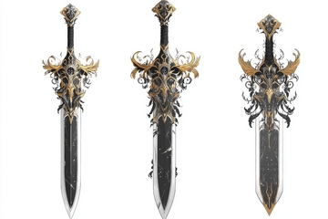三把华丽装饰的幻想风格剑