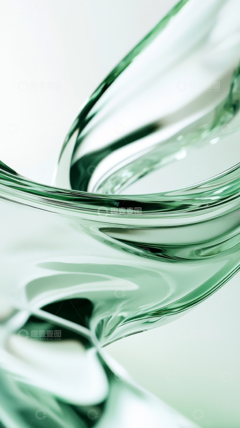 高清大图下载【趣麦麦图】绿色玻璃的抽象曲线