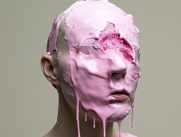 粉色颜料流淌的脸部艺术