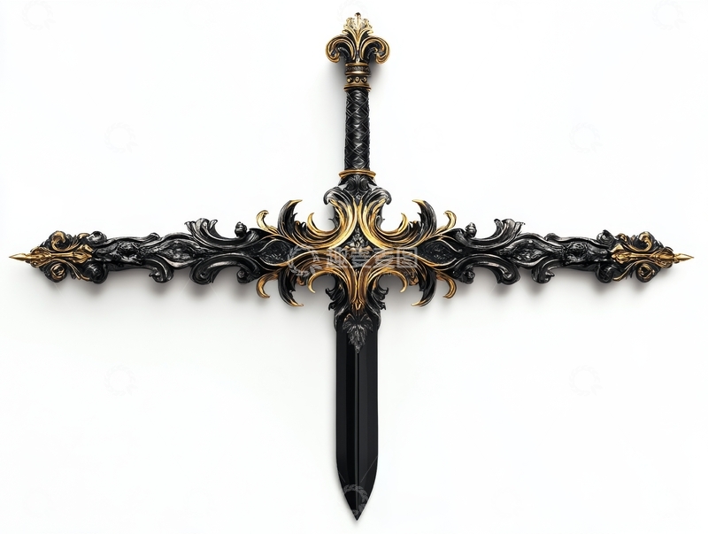 高清大图下载【趣麦麦图】华丽黑金装饰剑