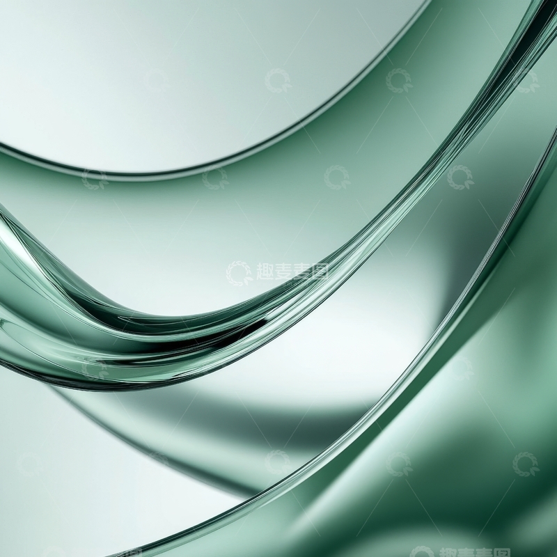 高清大图下载【趣麦麦图】流动的绿色玻璃曲线