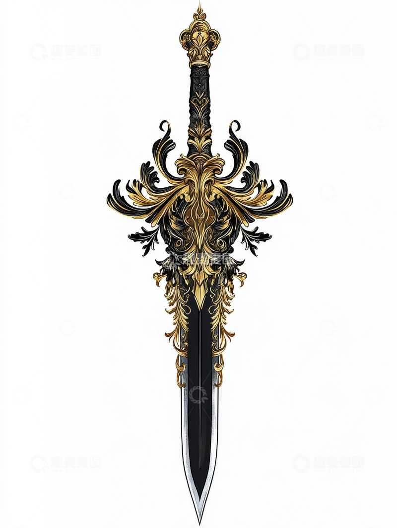 高清大图下载【趣麦麦图】华丽金色装饰的长剑