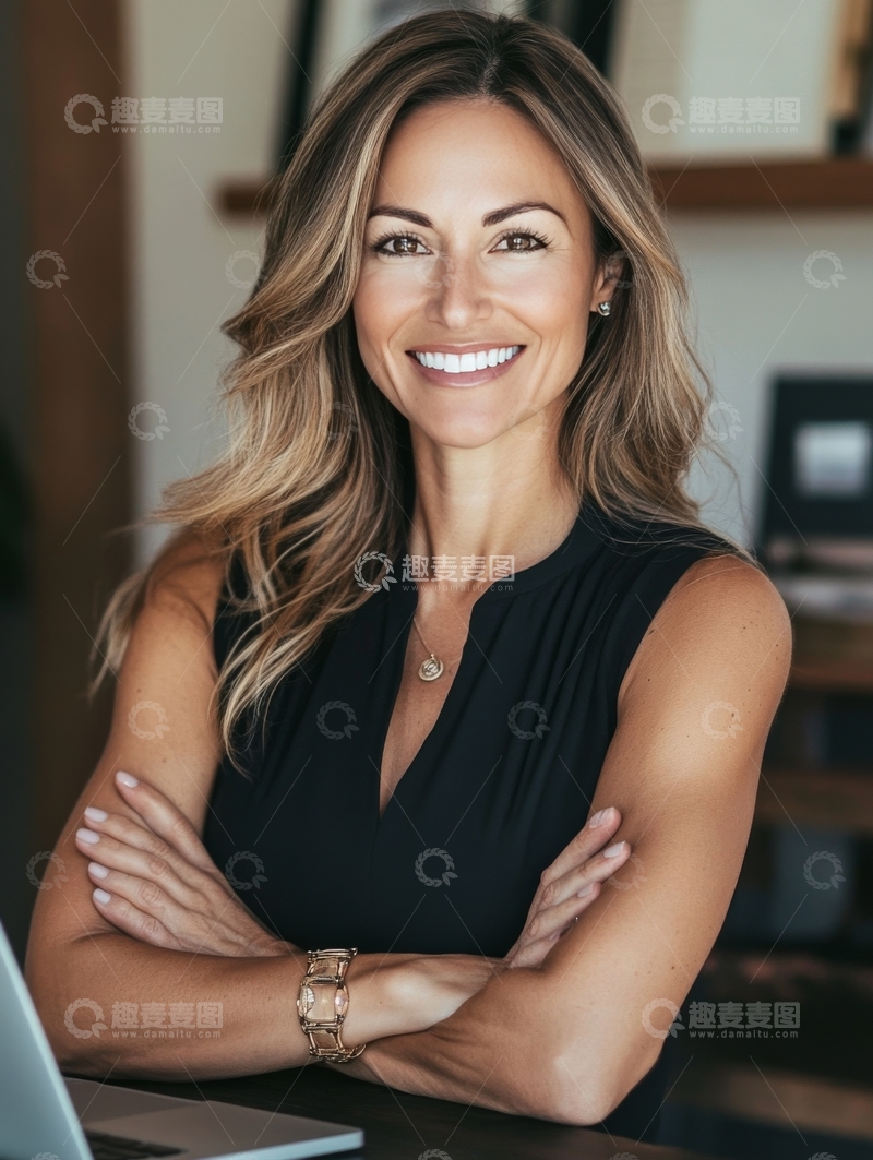 高清大图下载【趣麦麦图】微笑女性办公环境肖像