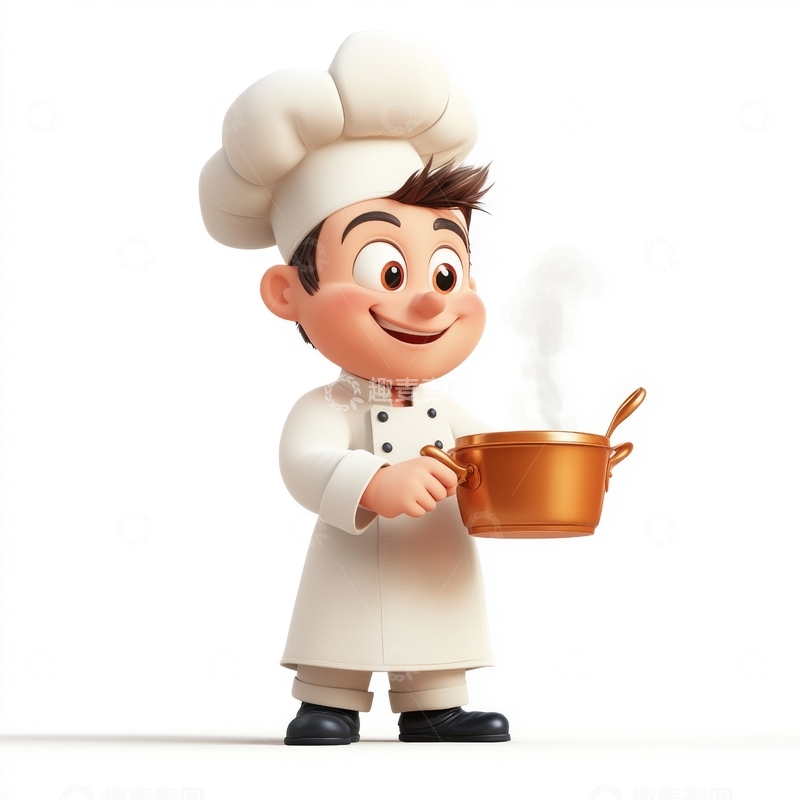 高清大图下载【趣麦麦图】卡通厨师手持热锅