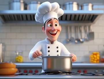 厨师在厨房烹饪