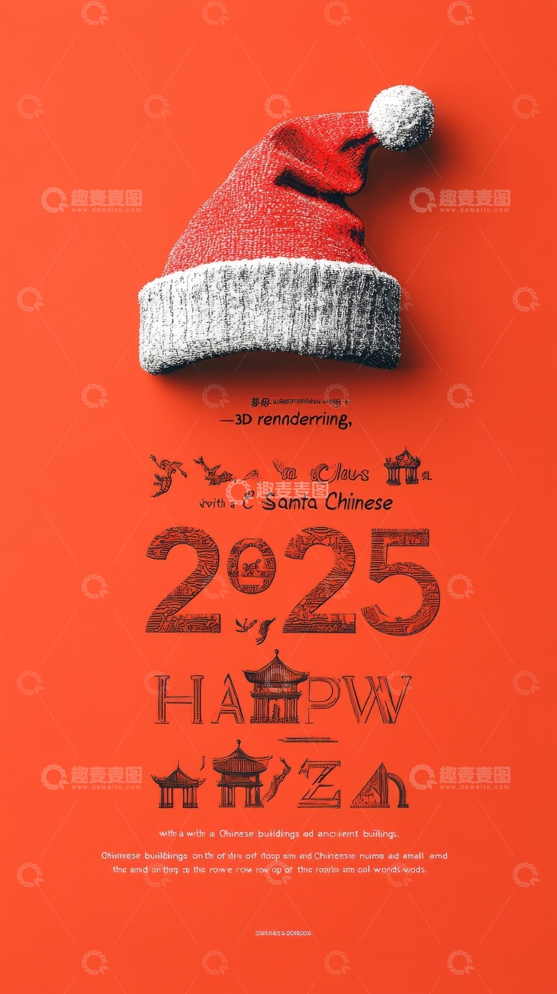 高清大图下载【趣麦麦图】圣诞帽与数字艺术设计