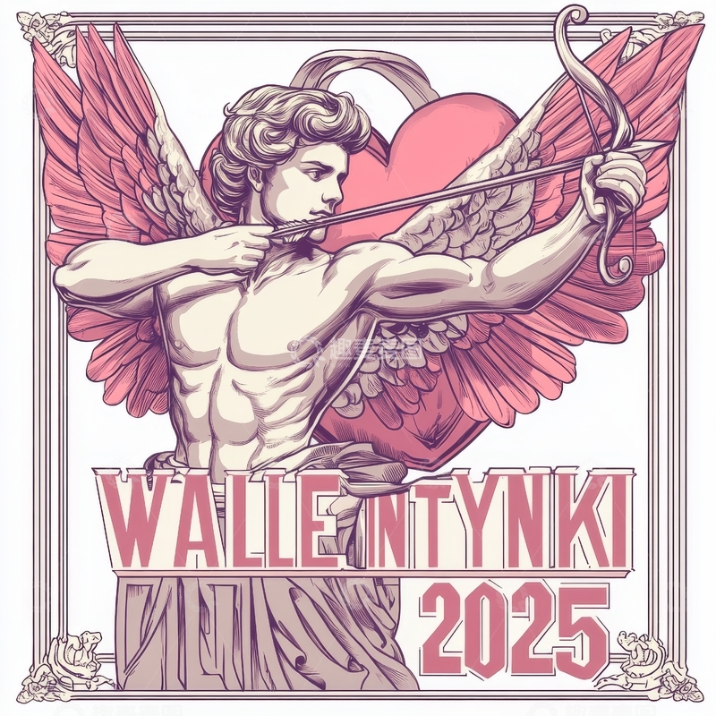 弓箭天使雕像艺术插画