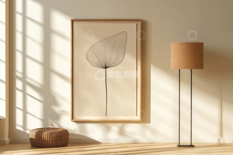 高清大图下载【趣麦麦图】简约室内装饰，挂画与落地灯