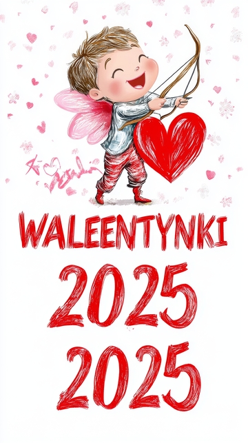 2025情人节插画：小天使射箭