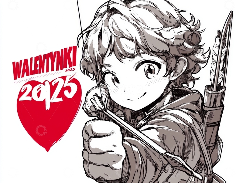 2025情人节插画：手持弓箭的少年