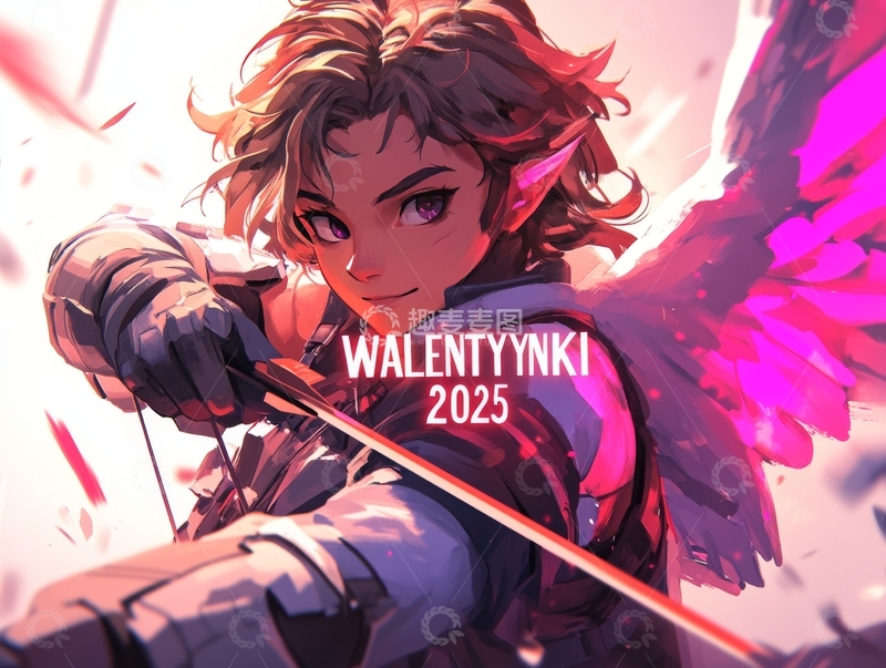 2025年情人节插画：持弓少女