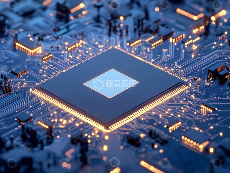 高清大图下载【趣麦麦图】电路板上的微处理器芯片