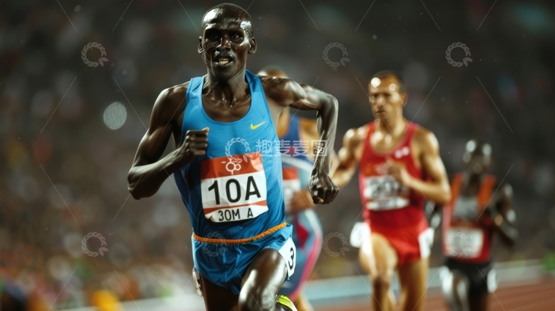 高清大图下载【趣麦麦图】运动员在赛道上奋力奔跑