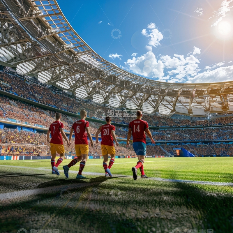 高清大图下载【趣麦麦图】足球运动员步入赛场