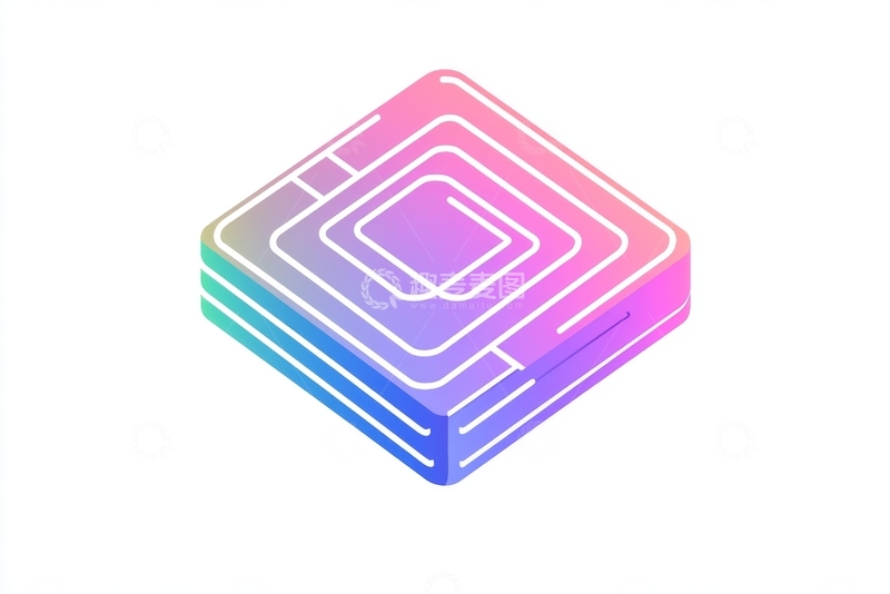 高清大图下载【趣麦麦图】渐变色立体方块设计
