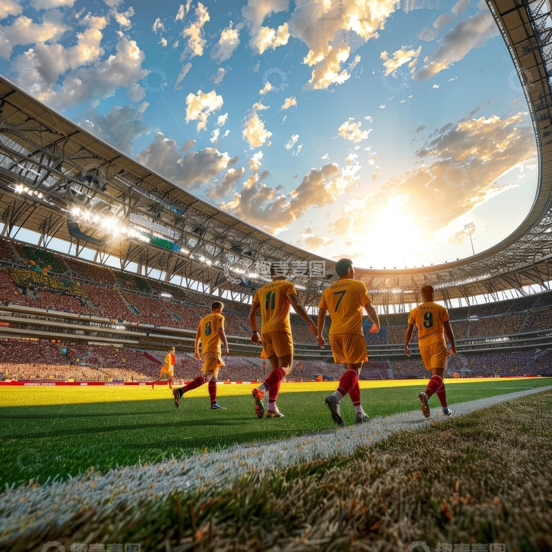 高清大图下载【趣麦麦图】足球运动员步入赛场