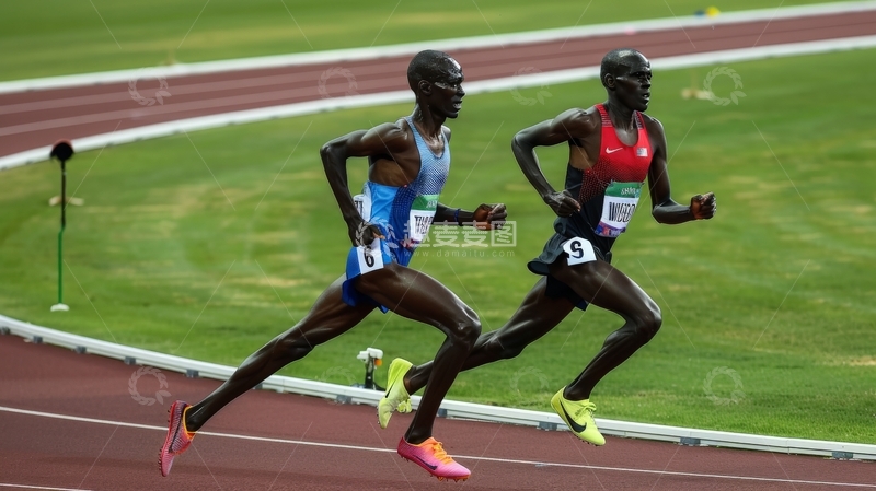高清大图下载【趣麦麦图】田径赛跑选手激烈竞争瞬间
