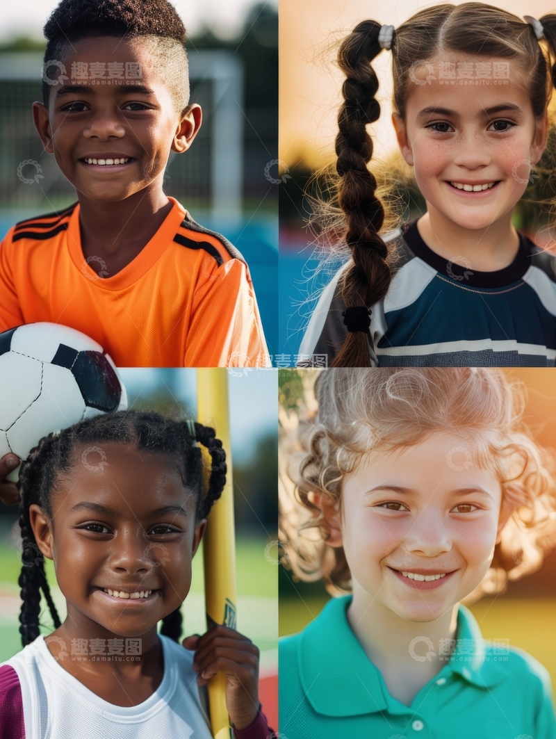 四位儿童的多彩瞬间