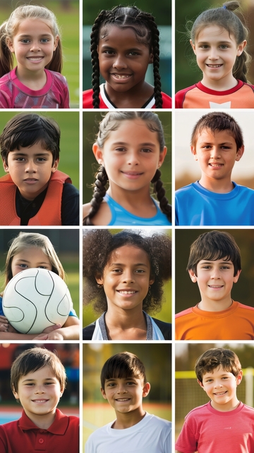 多样儿童肖像拼贴