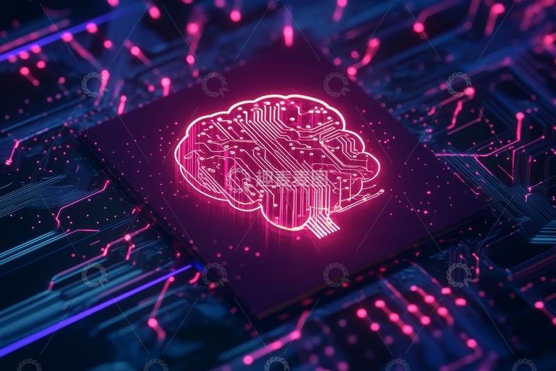 高清大图下载【趣麦麦图】霓虹脑形电路板