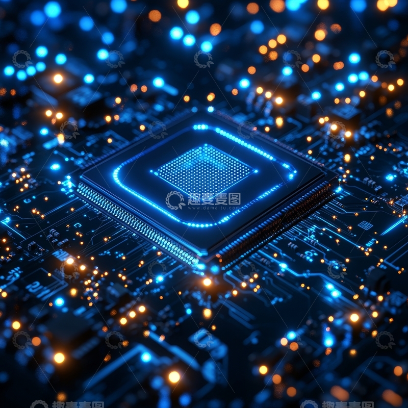 高清大图下载【趣麦麦图】发光电路板上的中央处理器
