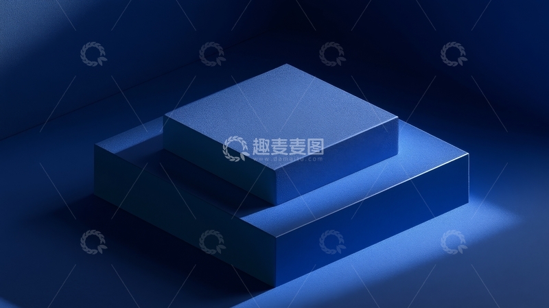 高清大图下载【趣麦麦图】蓝色几何体的光影组合