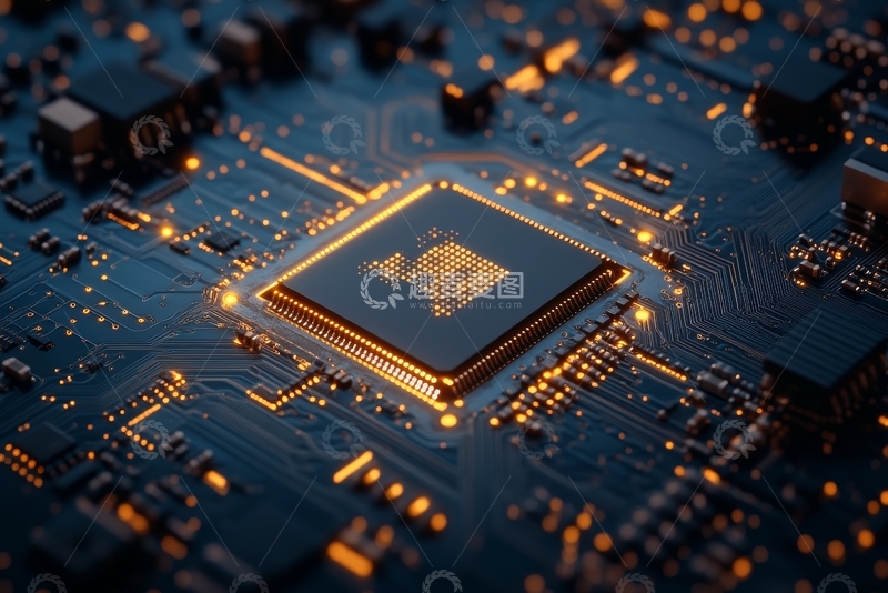 高清大图下载【趣麦麦图】电路板上的微处理器特写