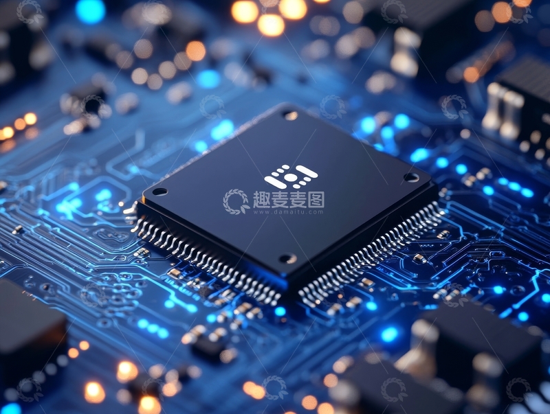 高清大图下载【趣麦麦图】电路板上的微处理器特写