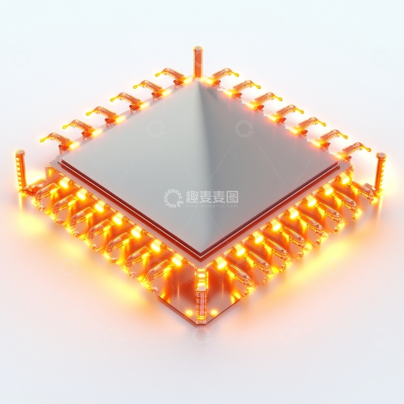高清大图下载【趣麦麦图】发光电路板上的金字塔结构