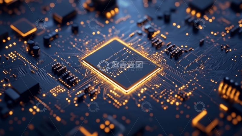 高清大图下载【趣麦麦图】电路板上的微处理器特写