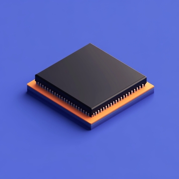 蓝色背景上的集成电路芯片