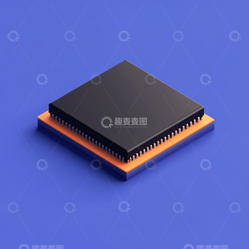 高清大图下载【趣麦麦图】蓝色背景上的集成电路芯片