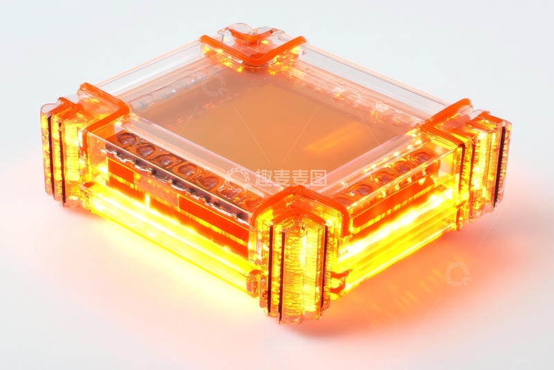 高清大图下载【趣麦麦图】透明橙色发光盒子