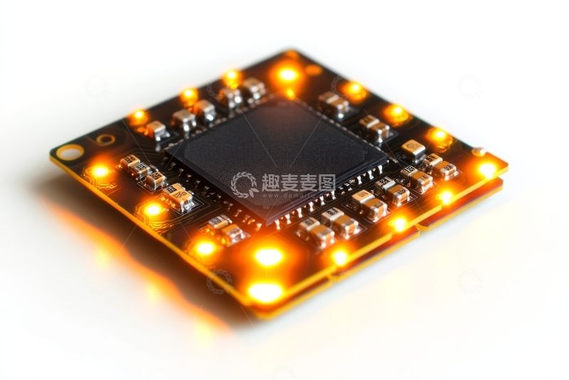 高清大图下载【趣麦麦图】发光电路板上的微处理器
