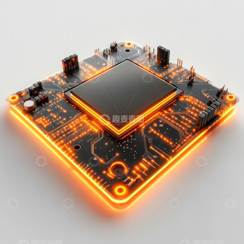高清大图下载【趣麦麦图】发光电路板上的中央处理器