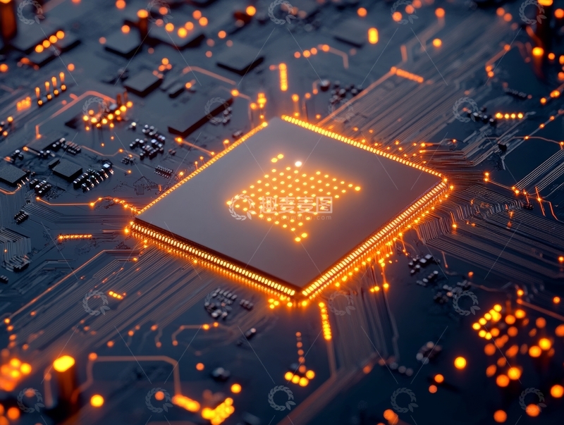 高清大图下载【趣麦麦图】发光电路板上的中央处理器