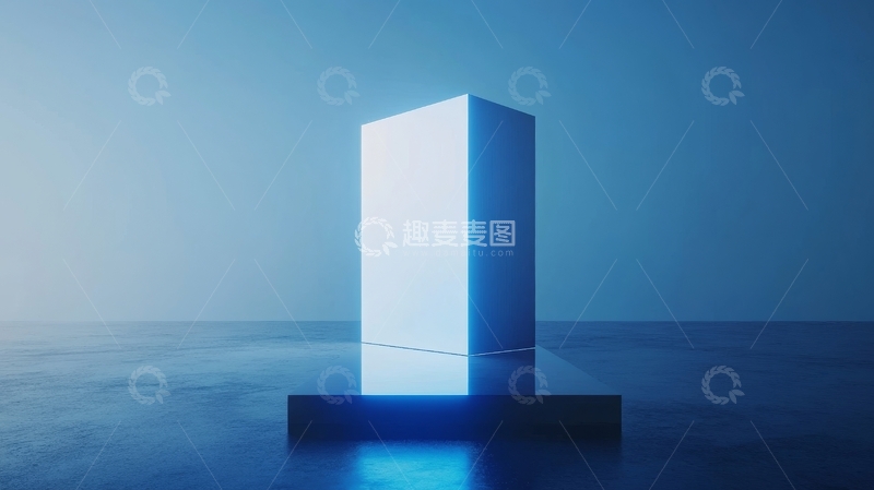 高清大图下载【趣麦麦图】蓝色背景中的发光立方体