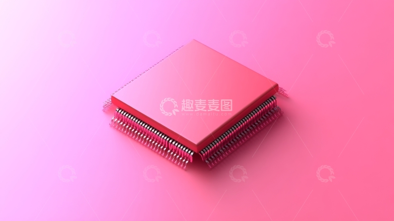 高清大图下载【趣麦麦图】粉色背景上的红色电路板模块