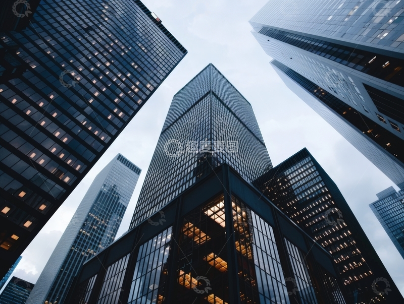 高清大图下载【趣麦麦图】现代都市高楼群视角