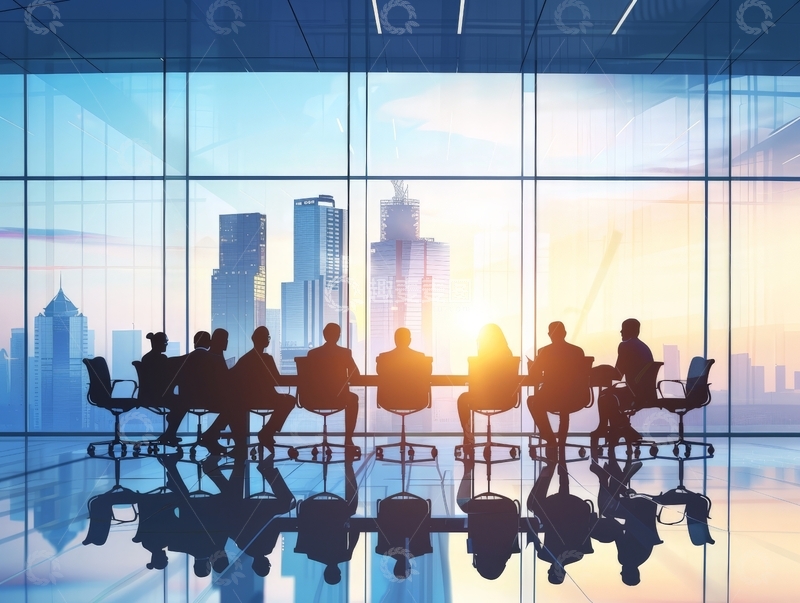 高清大图下载【趣麦麦图】会议室内的剪影会议