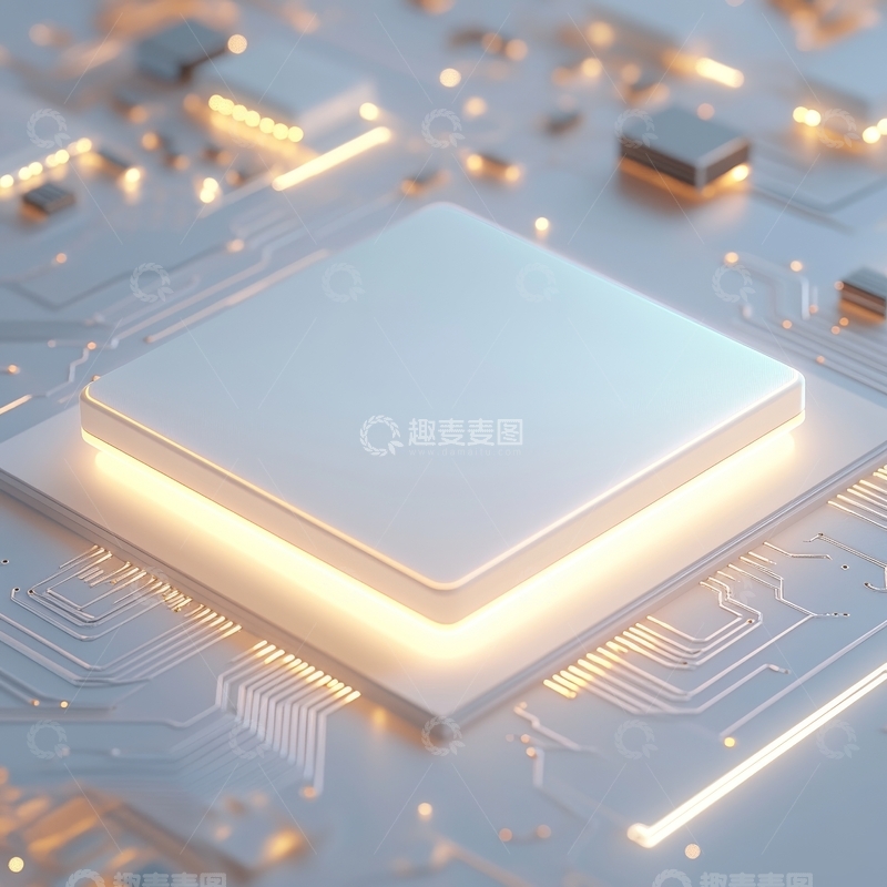 高清大图下载【趣麦麦图】发光芯片与电路板的科技场景