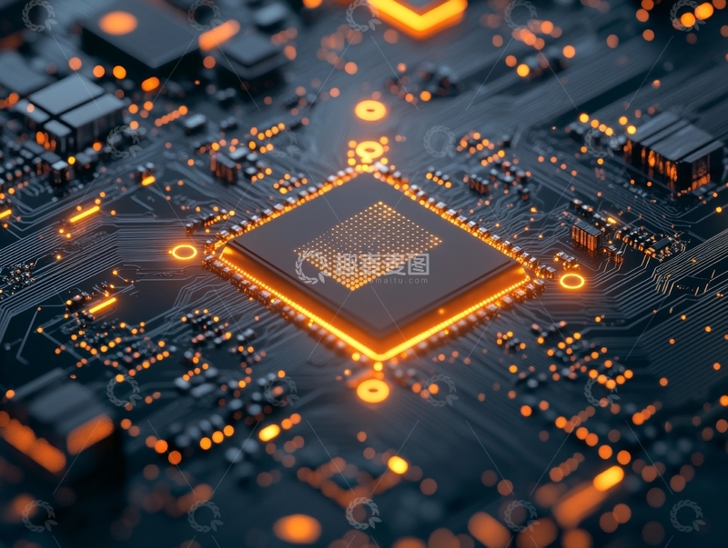 高清大图下载【趣麦麦图】发光电路板上的中央处理器