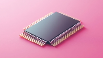 粉色背景上的集成电路芯片